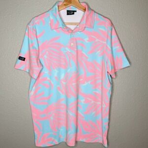 Sunday‎ Swagger Polo Shirt Mens M Golf Performance Stretch Tropical Golfcore